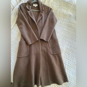 Navy Green cashmere long jacket